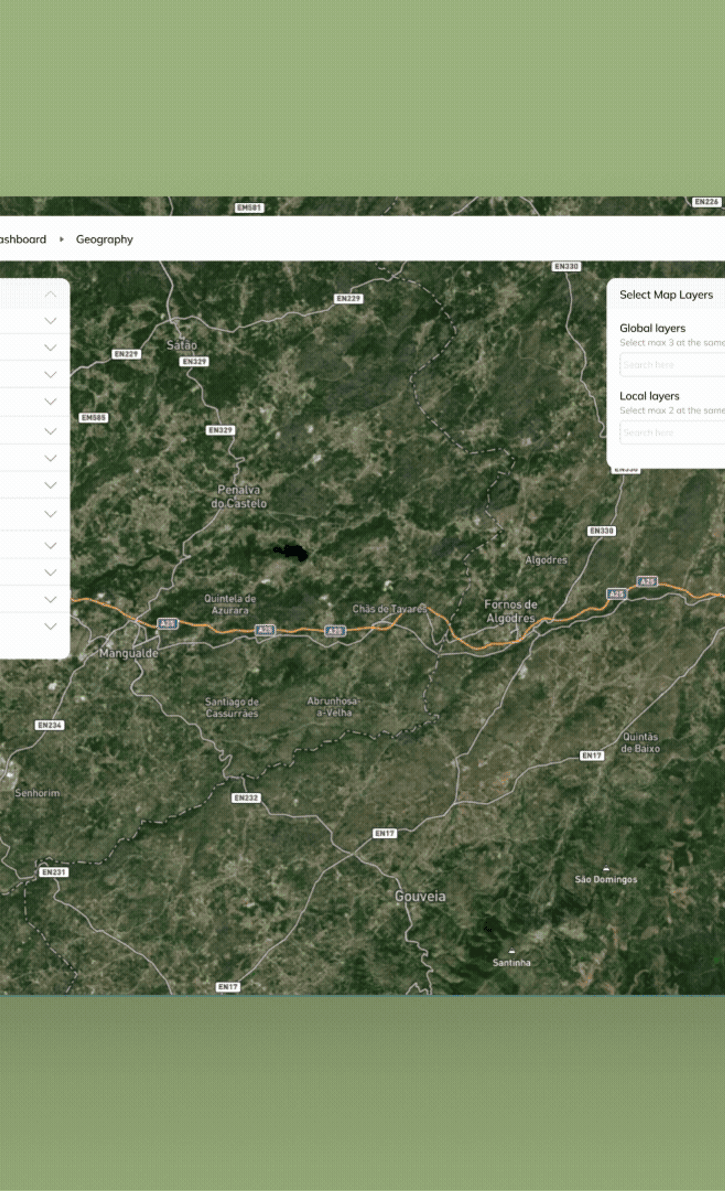 Remote sensing dashboard