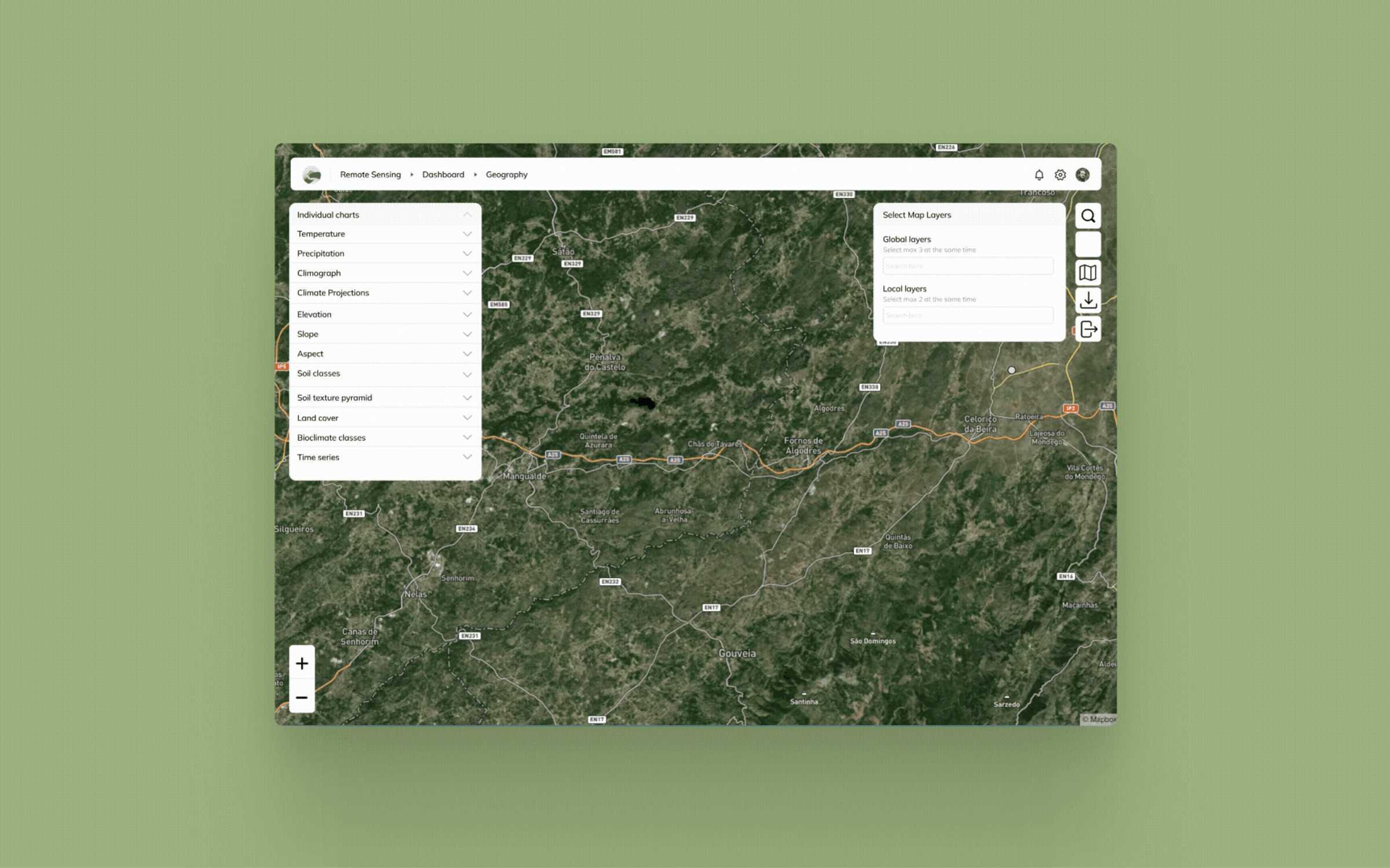 Remote sensing dashboard