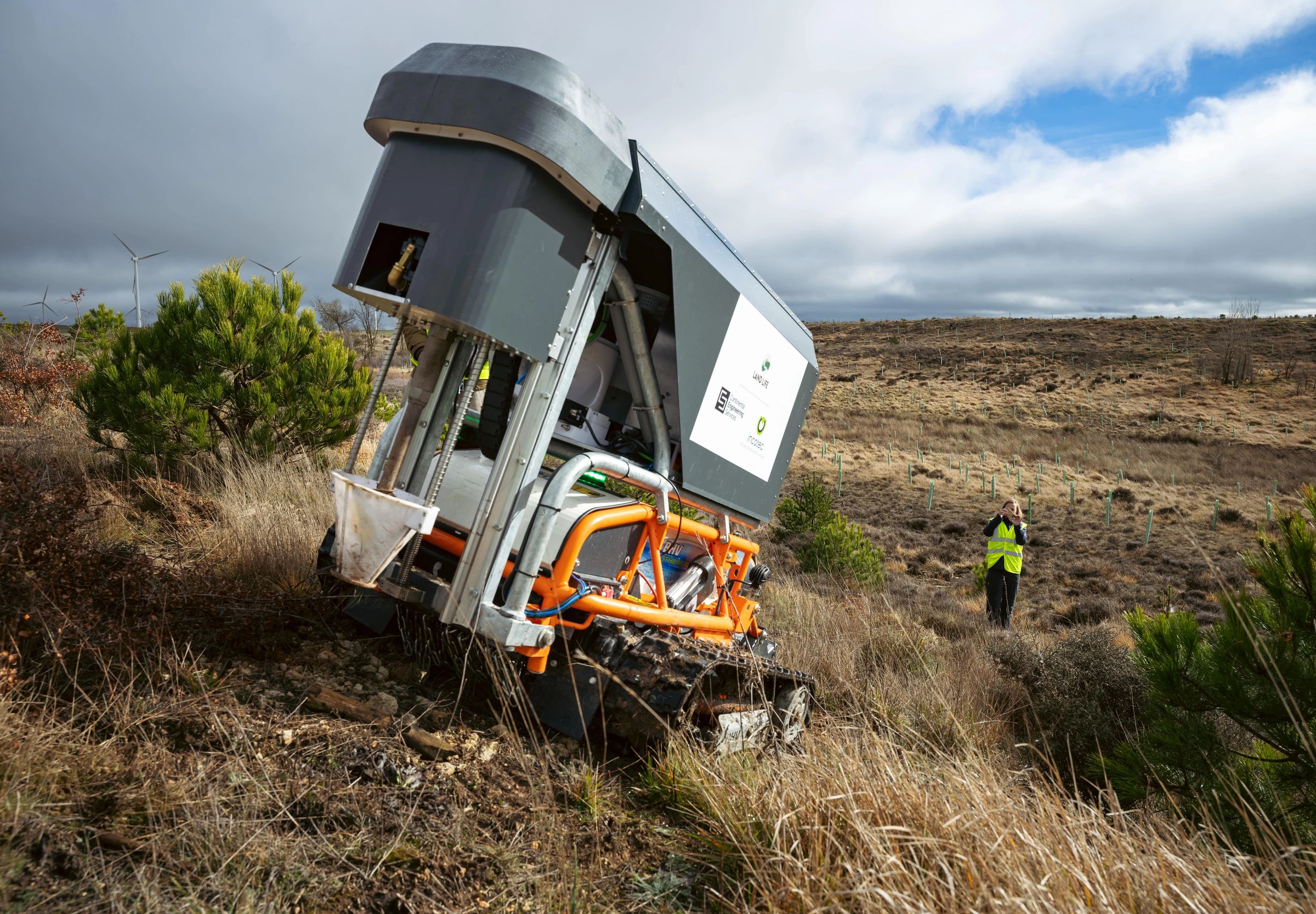 Tree seeding robot in action