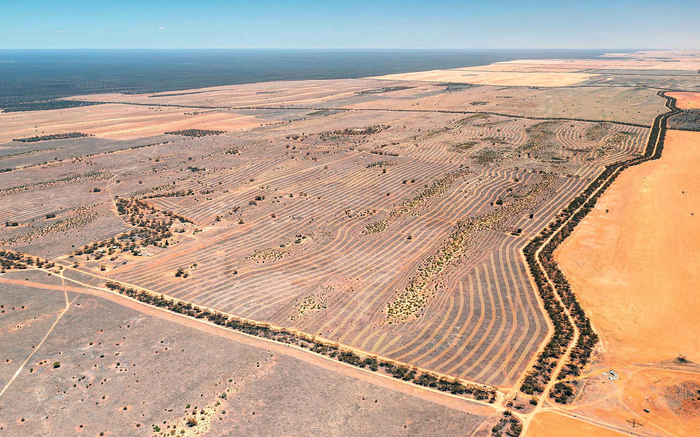 Ariel view of degraded land in Merrinee Victoria.