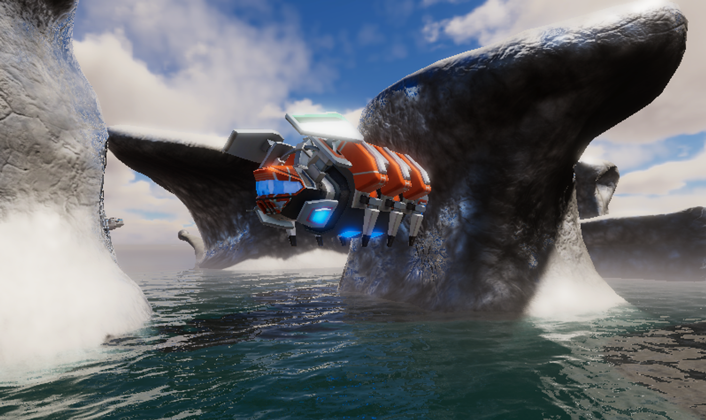 A sci fi vessel 3D model in the game Eskhaya, developed by the Game Production Incubator team cosisting of game course Alumni from the Academy of Digital Arts