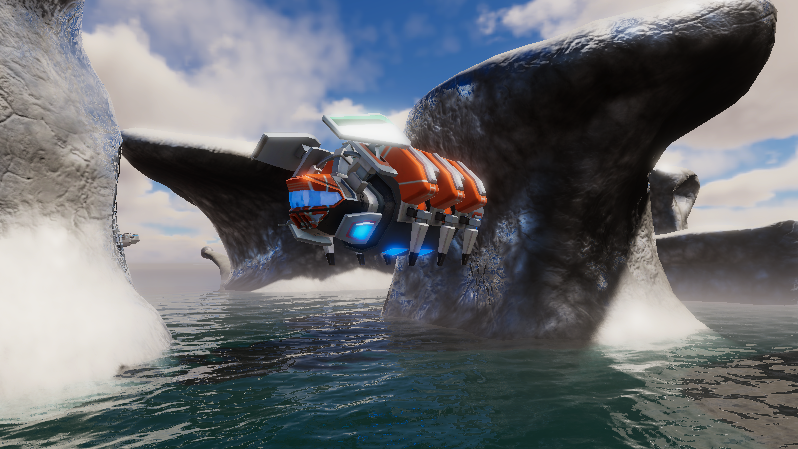 A sci fi vessel 3D model in the game Eskhaya, developed by the Game Production Incubator team cosisting of game course Alumni from the Academy of Digital Arts