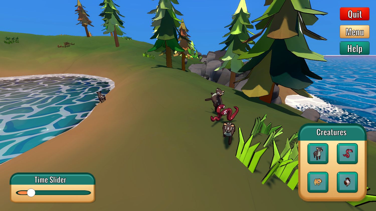 A game scene from an Artificial Intelligence Behaviour coding final project by a game development student of the Academy of Digital Arts.