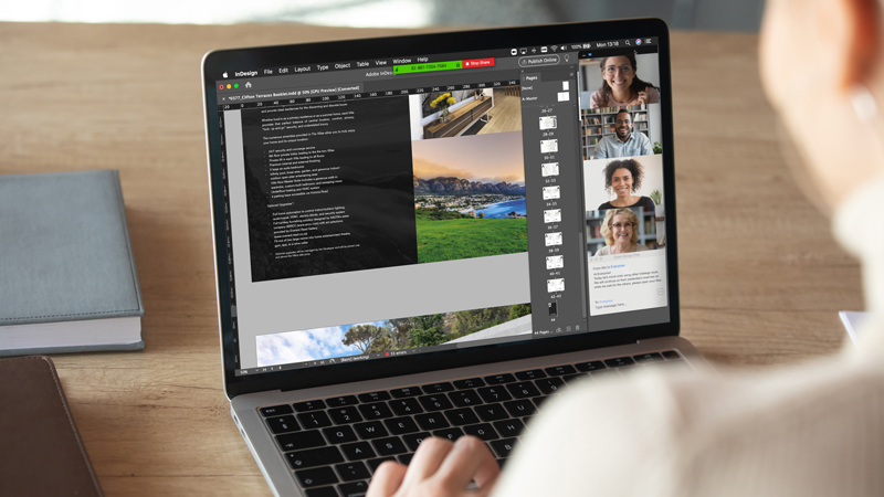 Laptop showing a person on a video call