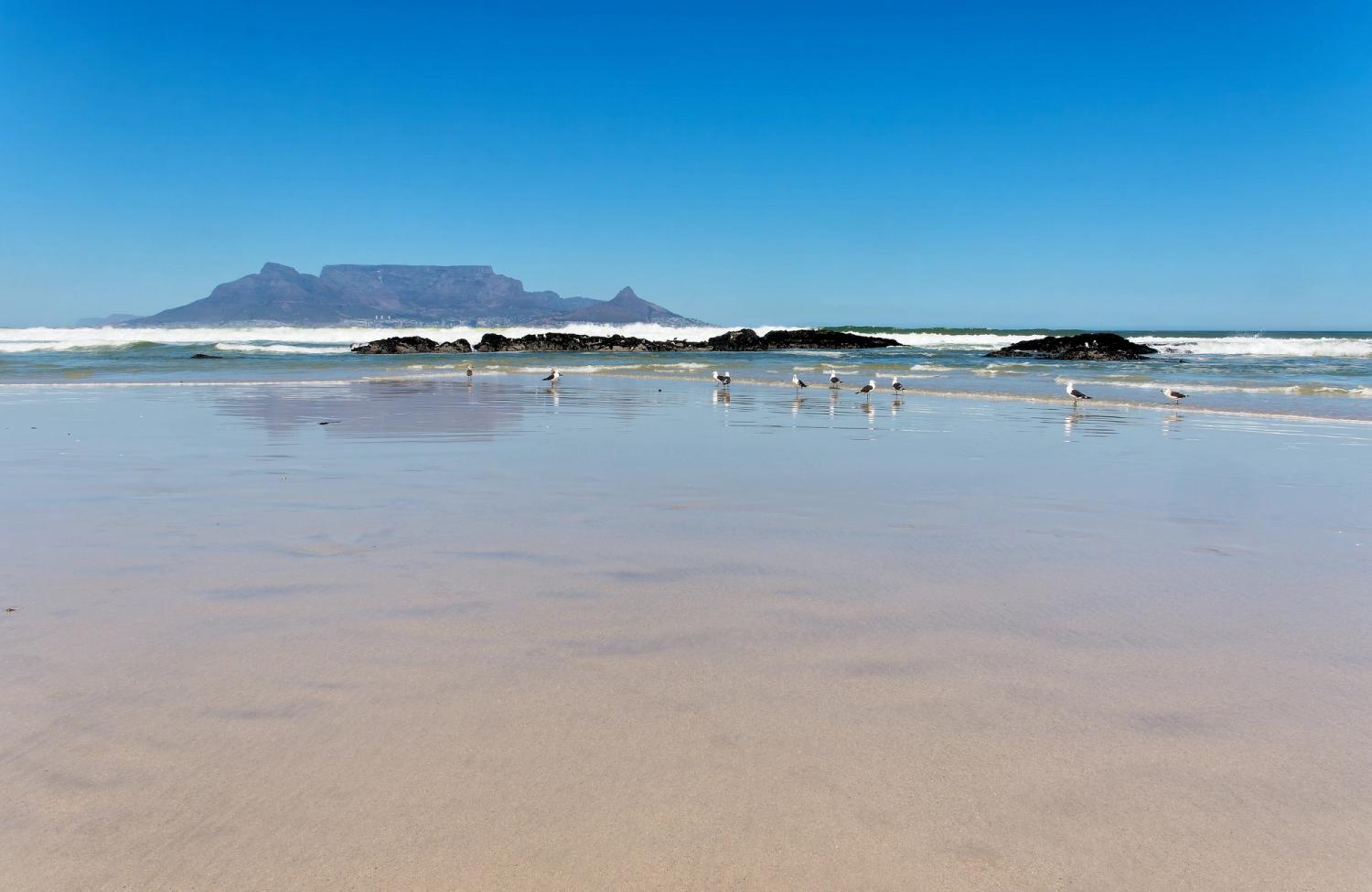 The iconic Table Mountain in Cape Town, South Africa, dominates the landscape and was declared one of the 7 Wonders of the Natural World