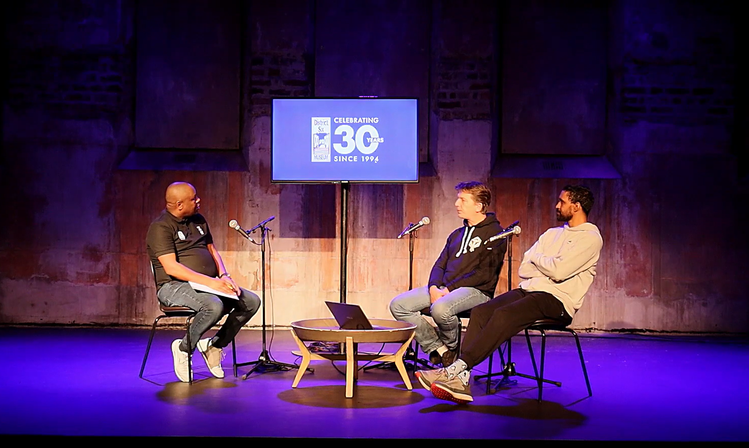A scene from the District Six Museum podcast with the head of game development education at the Academy of Digital Arts, Lars Espeter, discussing the impact of VR and game technology on South African society and education.