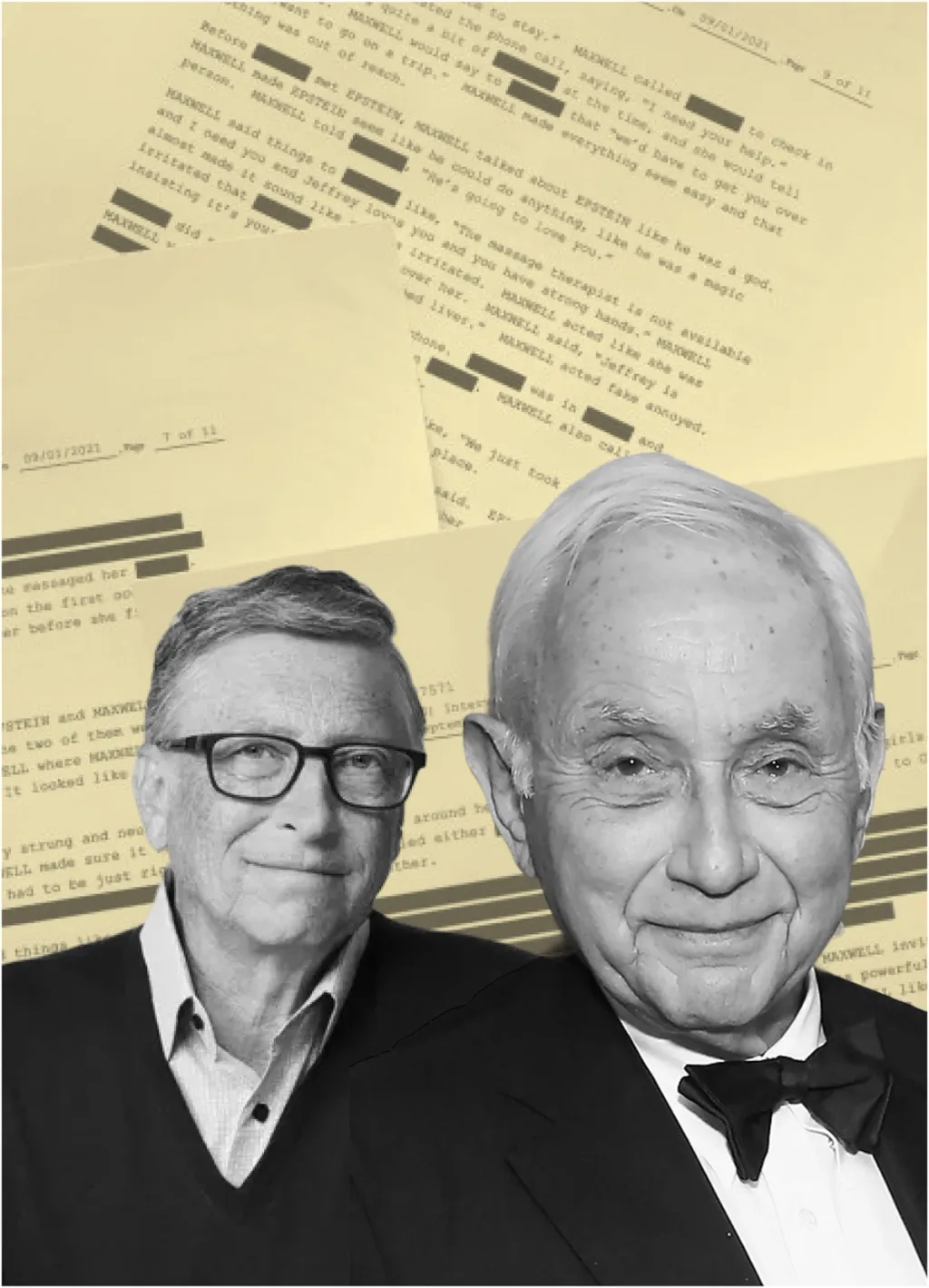 Collage van Bil gates en Wexner