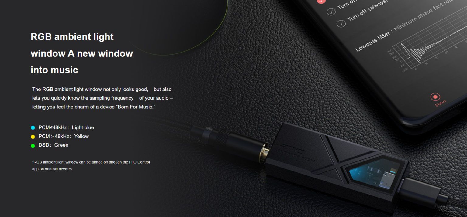 Review of Fiio KA13 RGB ambient light window on qfi Audio