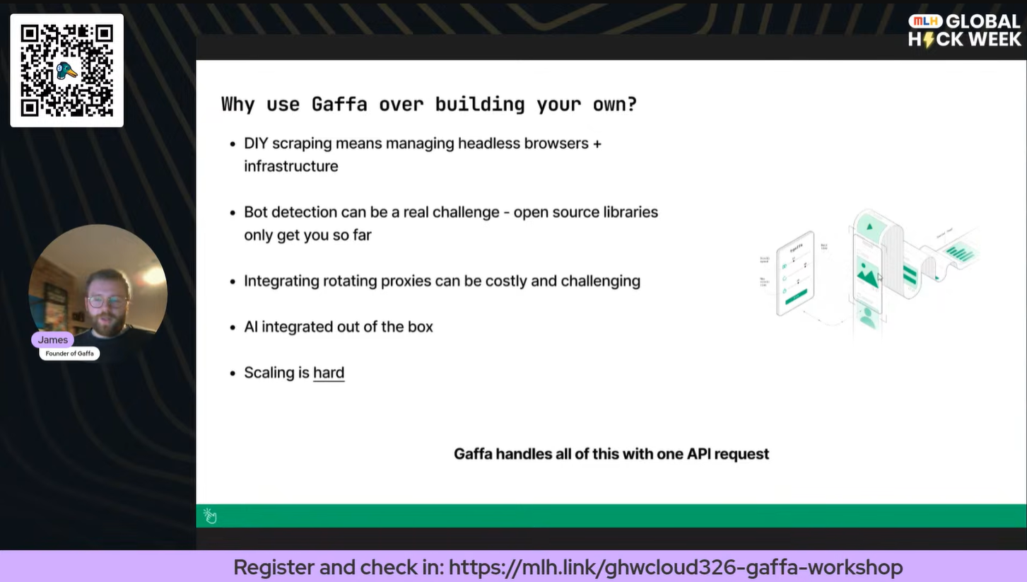 James explains why to use Gaffa over building your own scraper