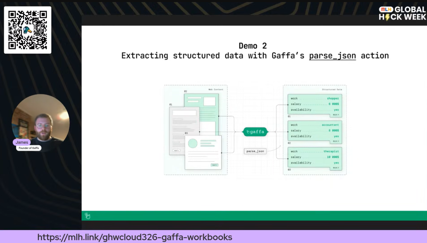 James demonstrates structured data extraction with parse_json