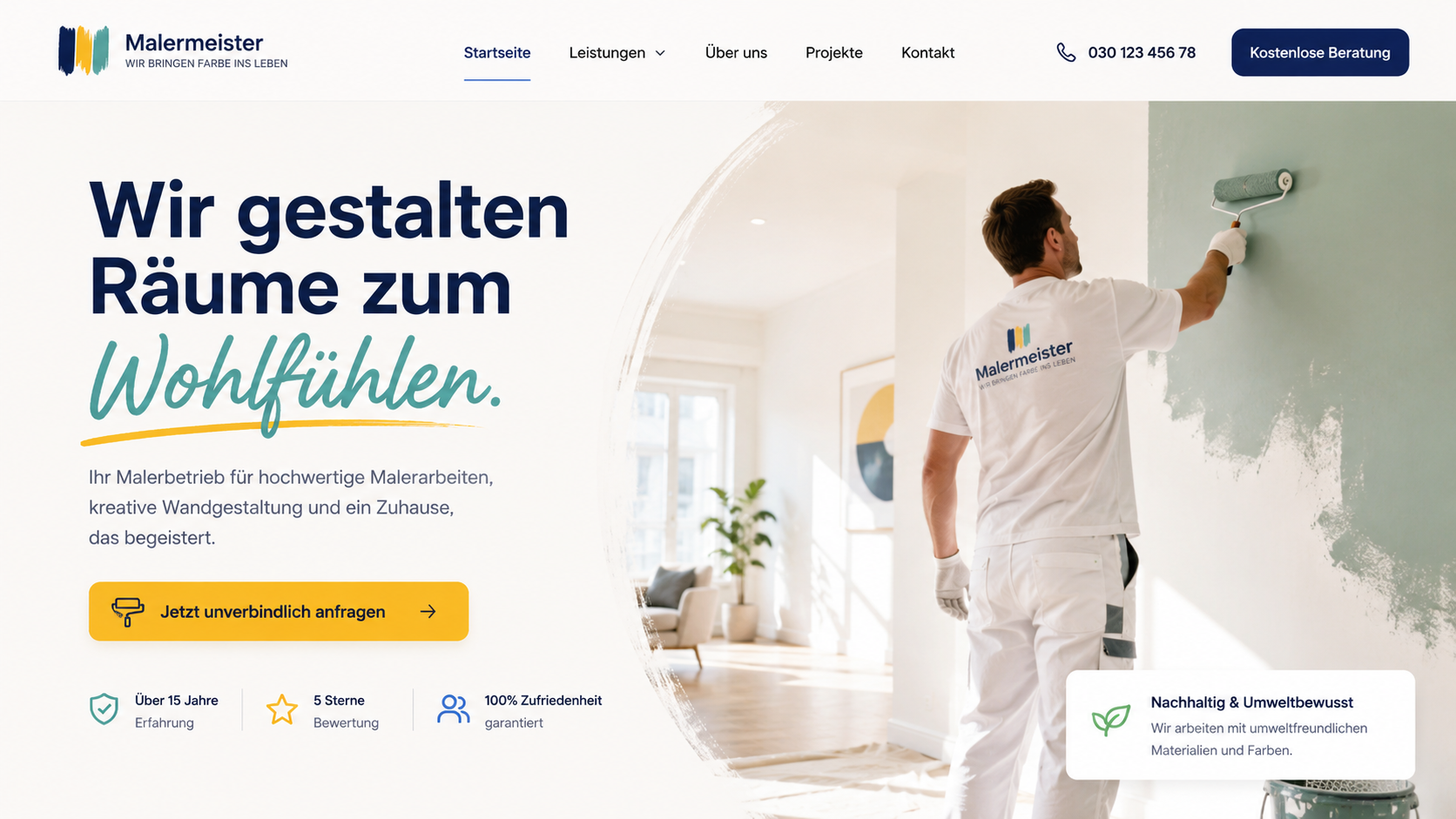 Moderne Maler-Website mit Conversion-Fokus