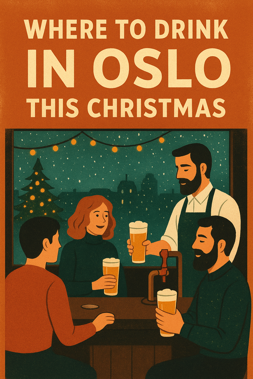 People enjoying beer in Oslo in winter