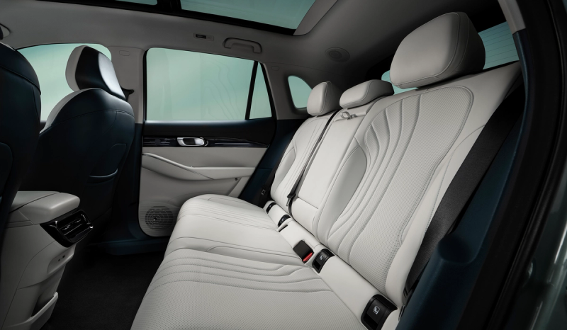 Interior shot of the Geely EX5 displaying the rear passenger seats