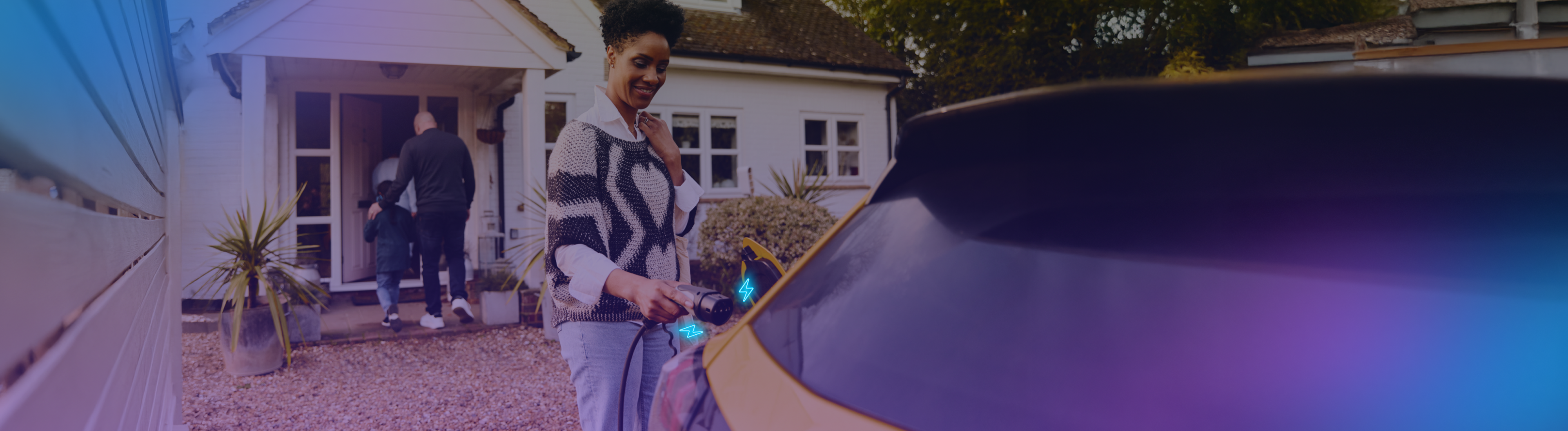 Image of a family with a home charger setup