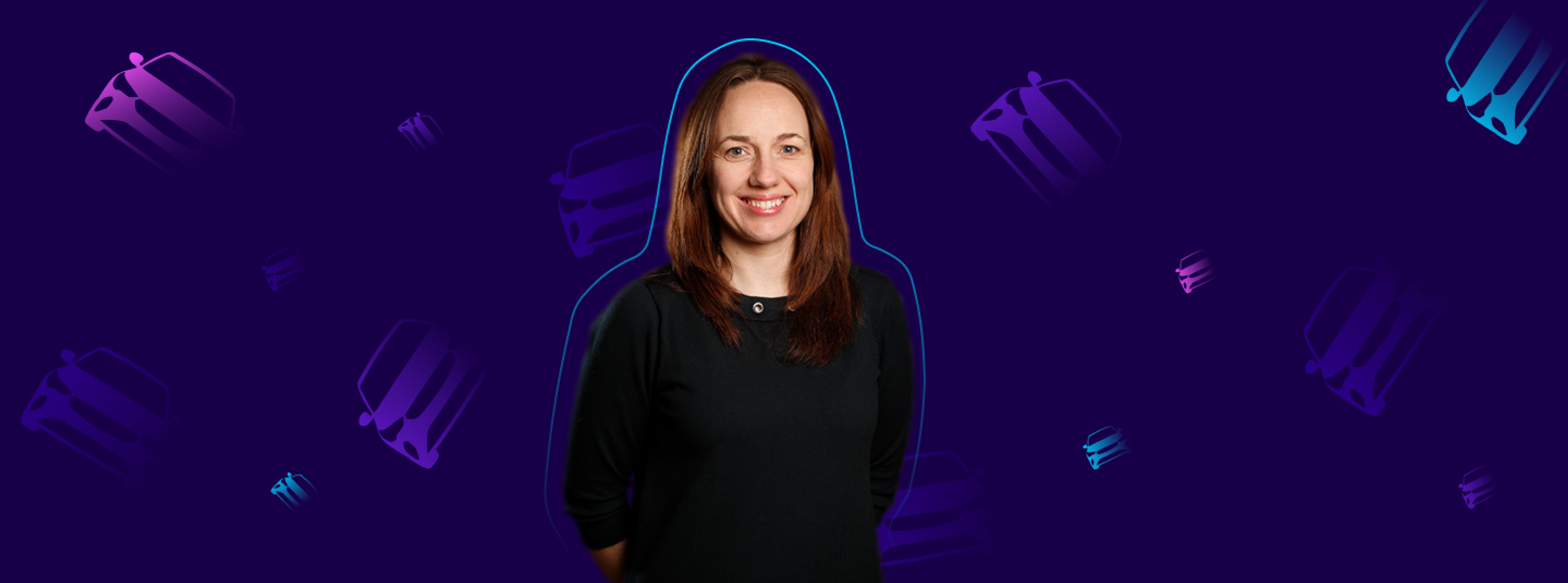 Banner image of Fiona Howarth, CEO of Octopus Electric Vehicles, with a dark blue background