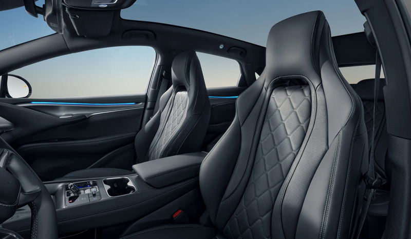 Interior shot of the BYD Sealion 7 displaying the front two seats