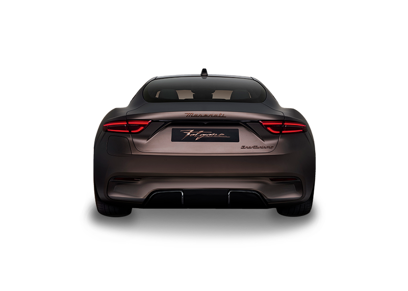 Image of the Maserati GranTurismo Folgore in a rear facing angle