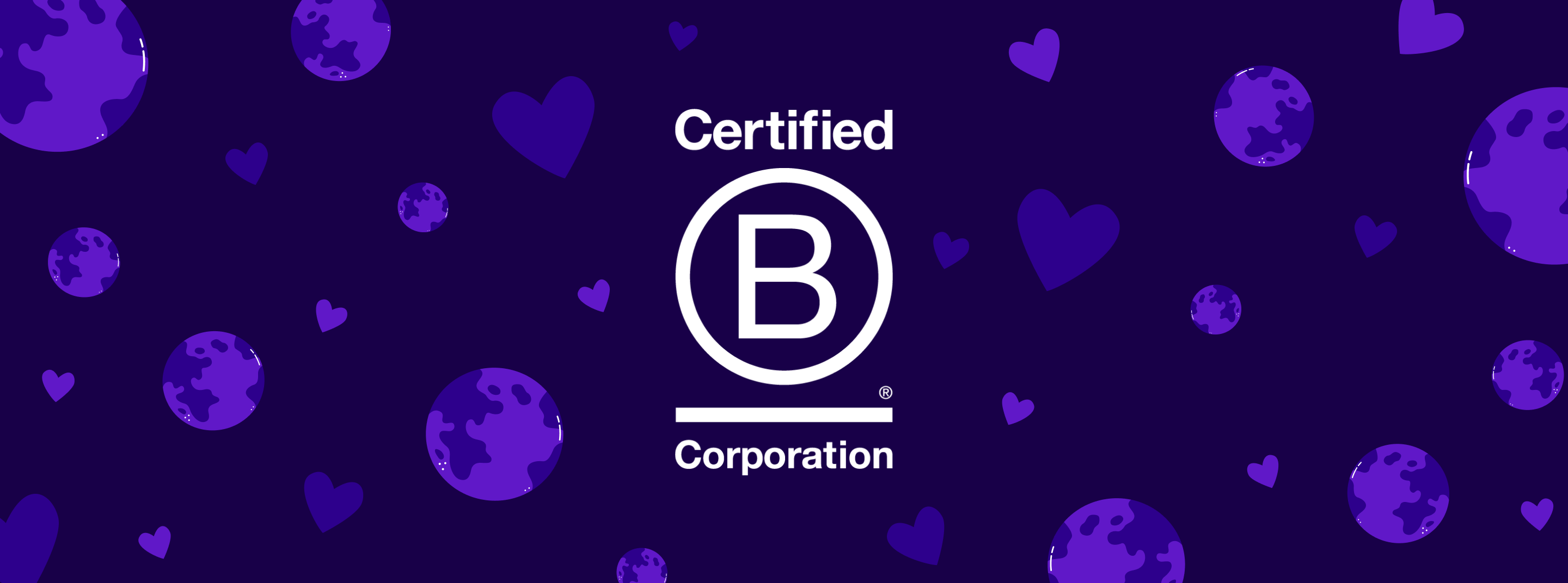 White B Corp logo on a dark purple background