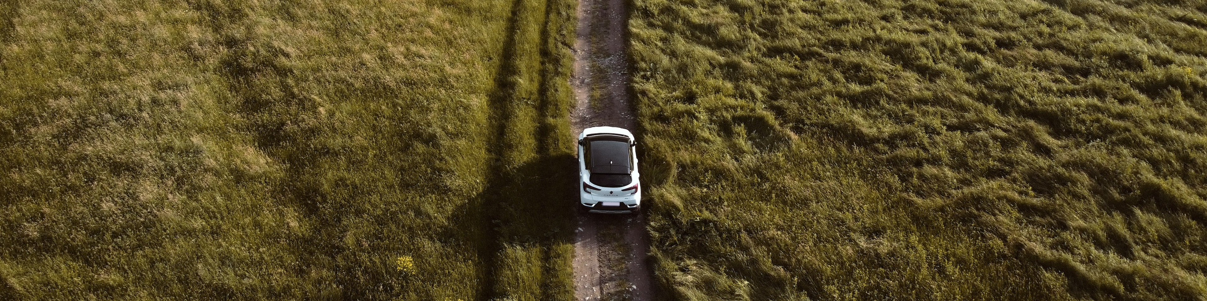 EV driving through a field