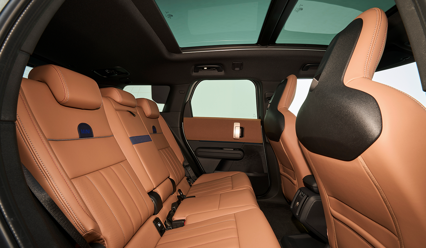 An interior short of the Mini Countryman displaying the rear passenger seats