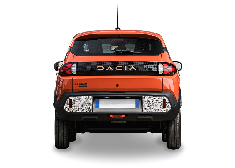 Dacia Spring sitting in a rear facing angle