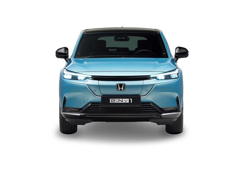 An image of the Honda e:Ny1 in a front facing angle