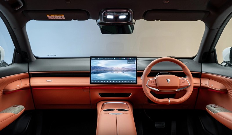 Interior shot of the Changan Deepal S07 displaying the dash and steering wheel