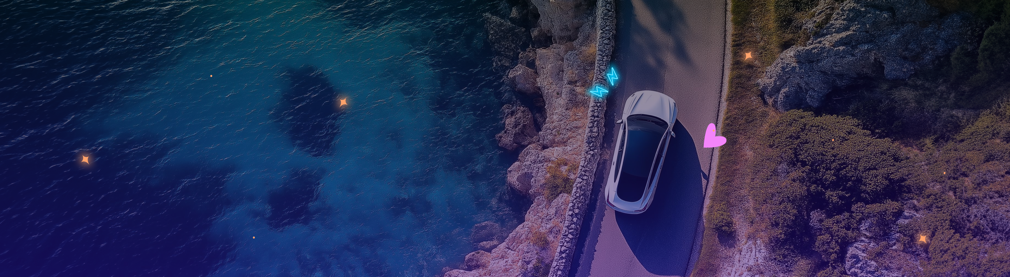 EV driving along the coast