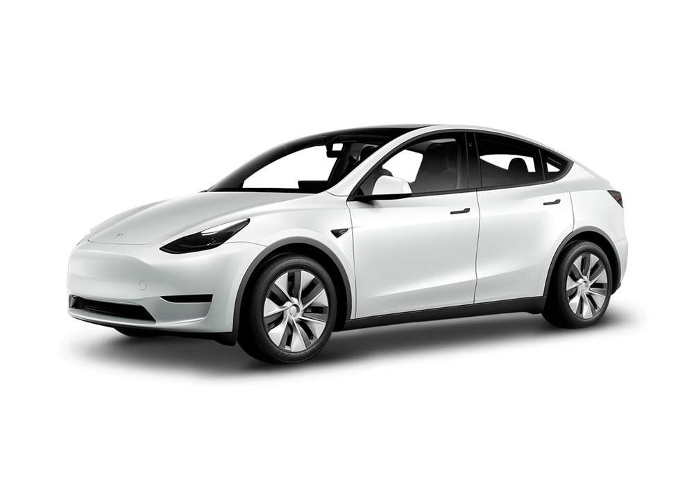 Tesla model y white front left