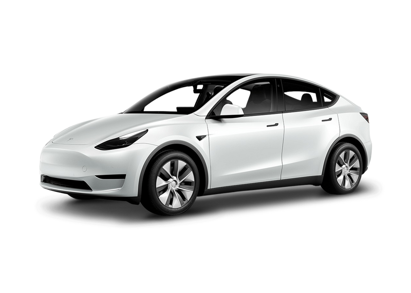 Tesla model y white front left