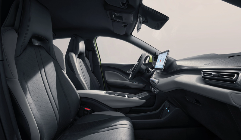 Interior shot of the BYD Dolphin Surf displaying the front two seats