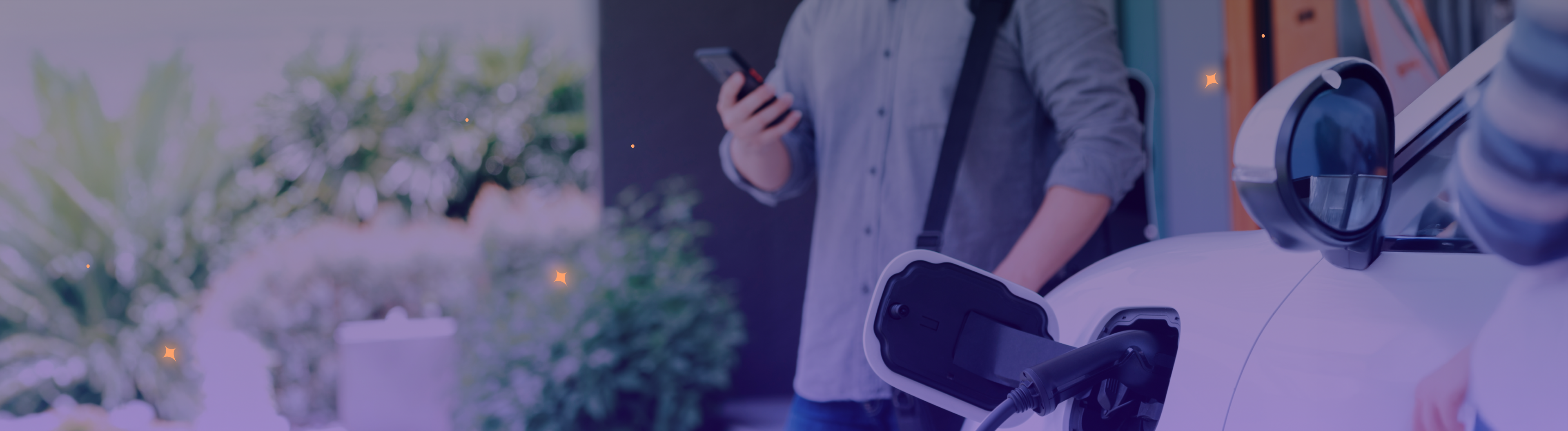 Electric car outside a house on the drive 