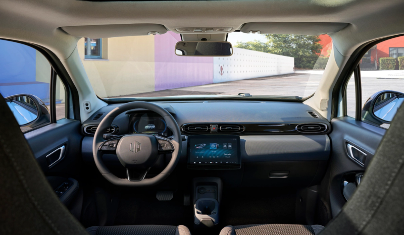 Interior shot of the Leapmotor T03 displaying the dashboard and steering wheel