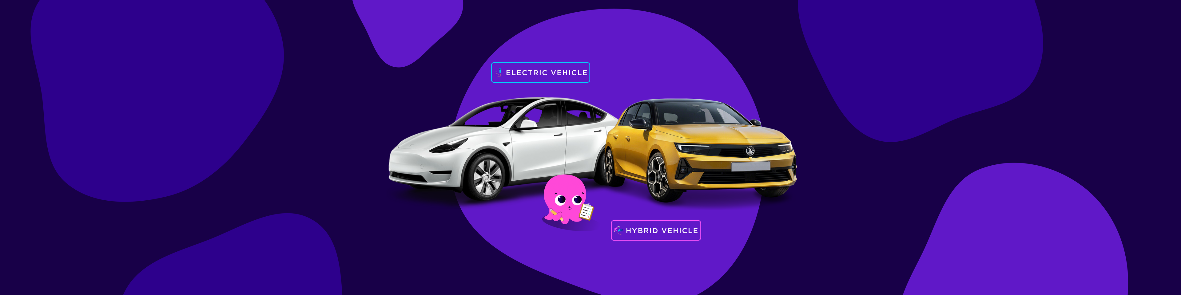 A hybrid and an EV being compared
