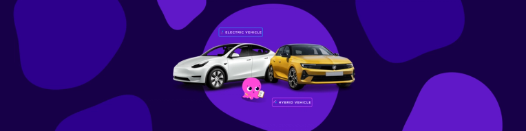 A hybrid and an EV being compared
