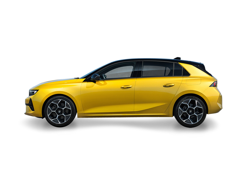 An image of the Vauxhall Astra-e in a side left facing angle