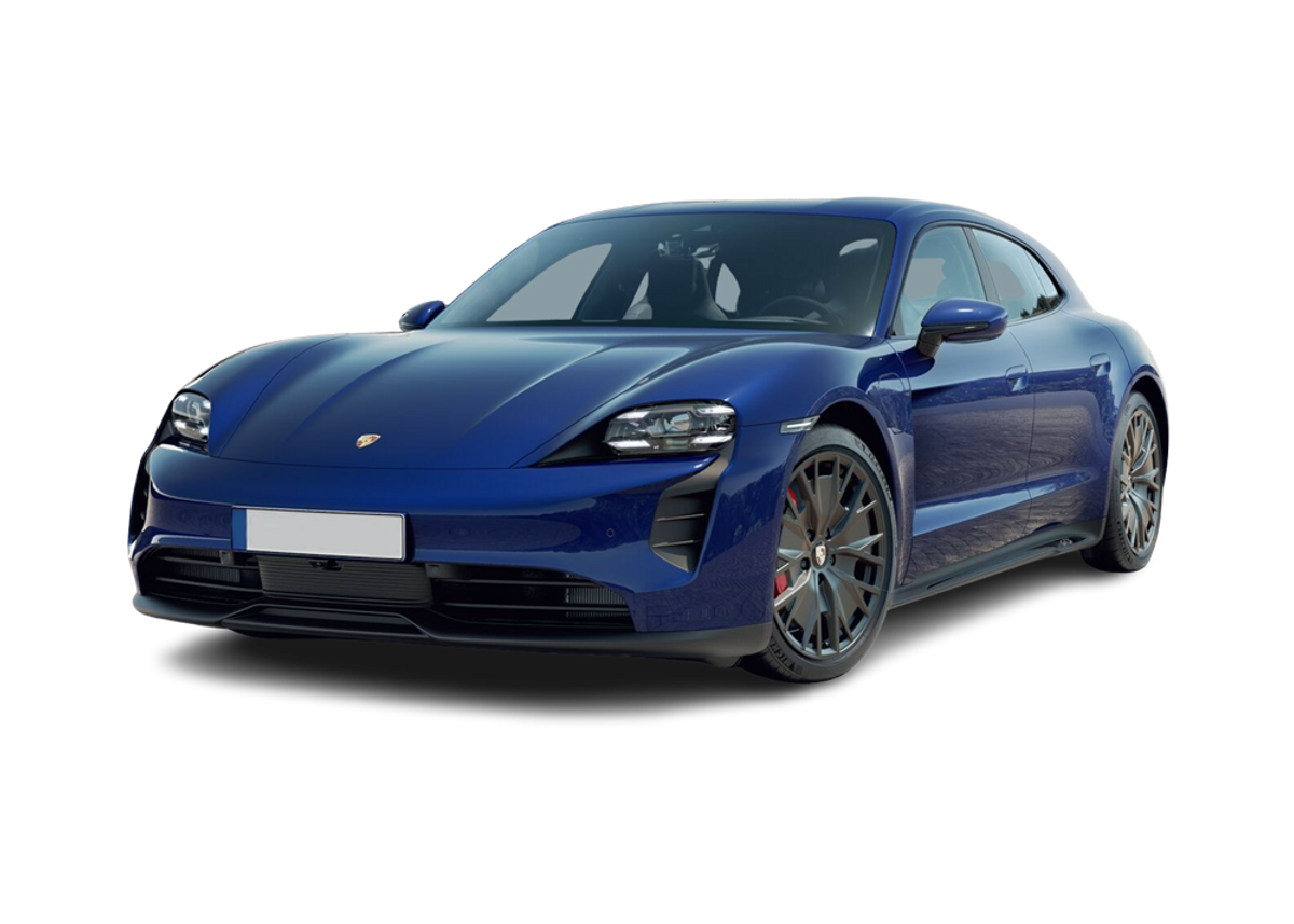 Porsche Taycan Sport Turismo in Blue, Front Left angle