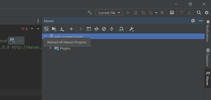 Maven reload button