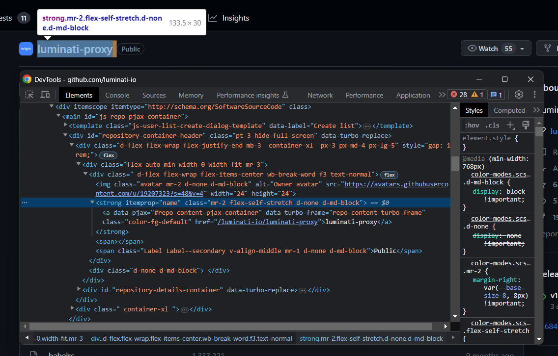Initializing Python Dictionary for Repo Data Extraction