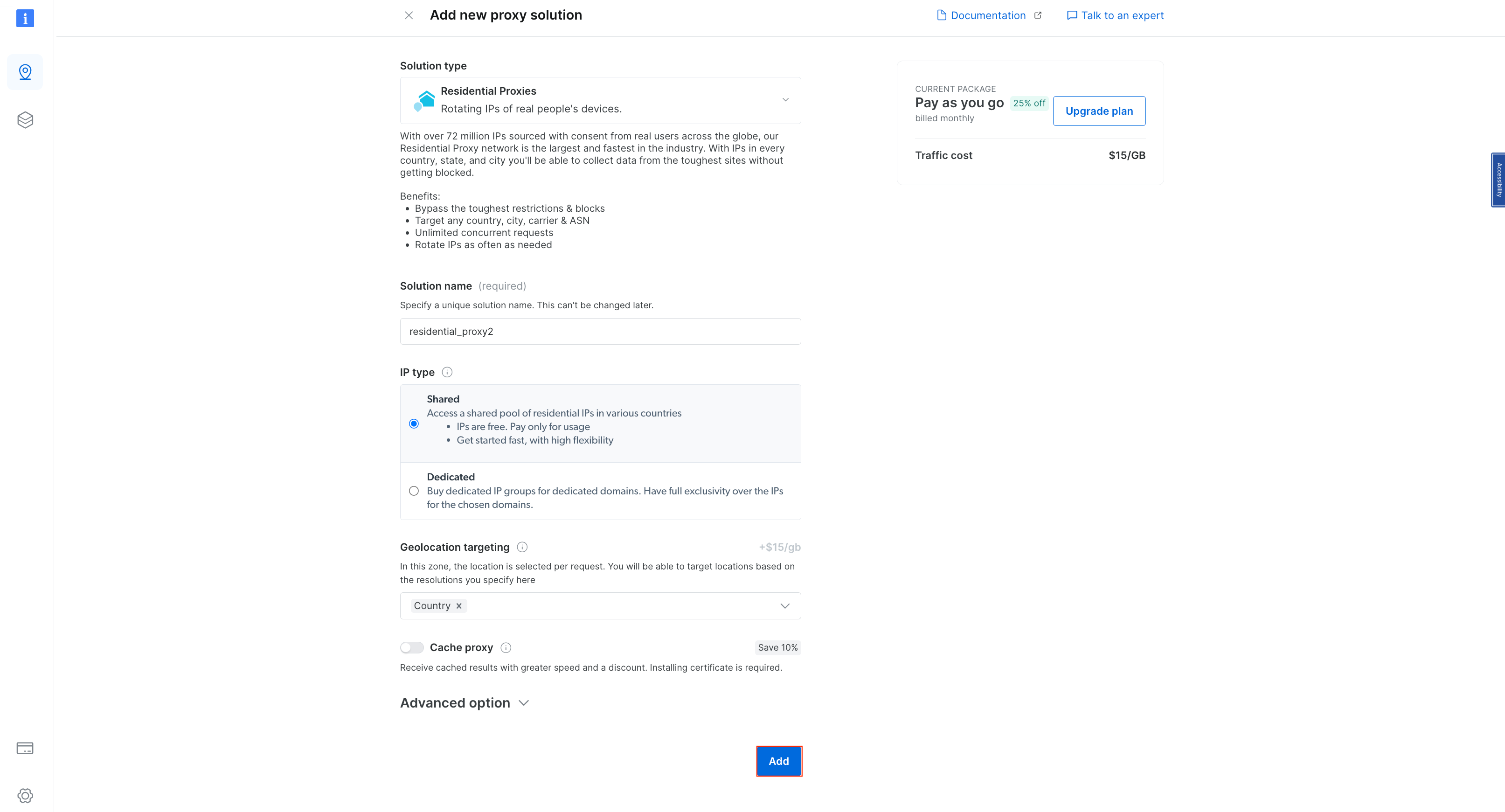 creating a new residential proxy