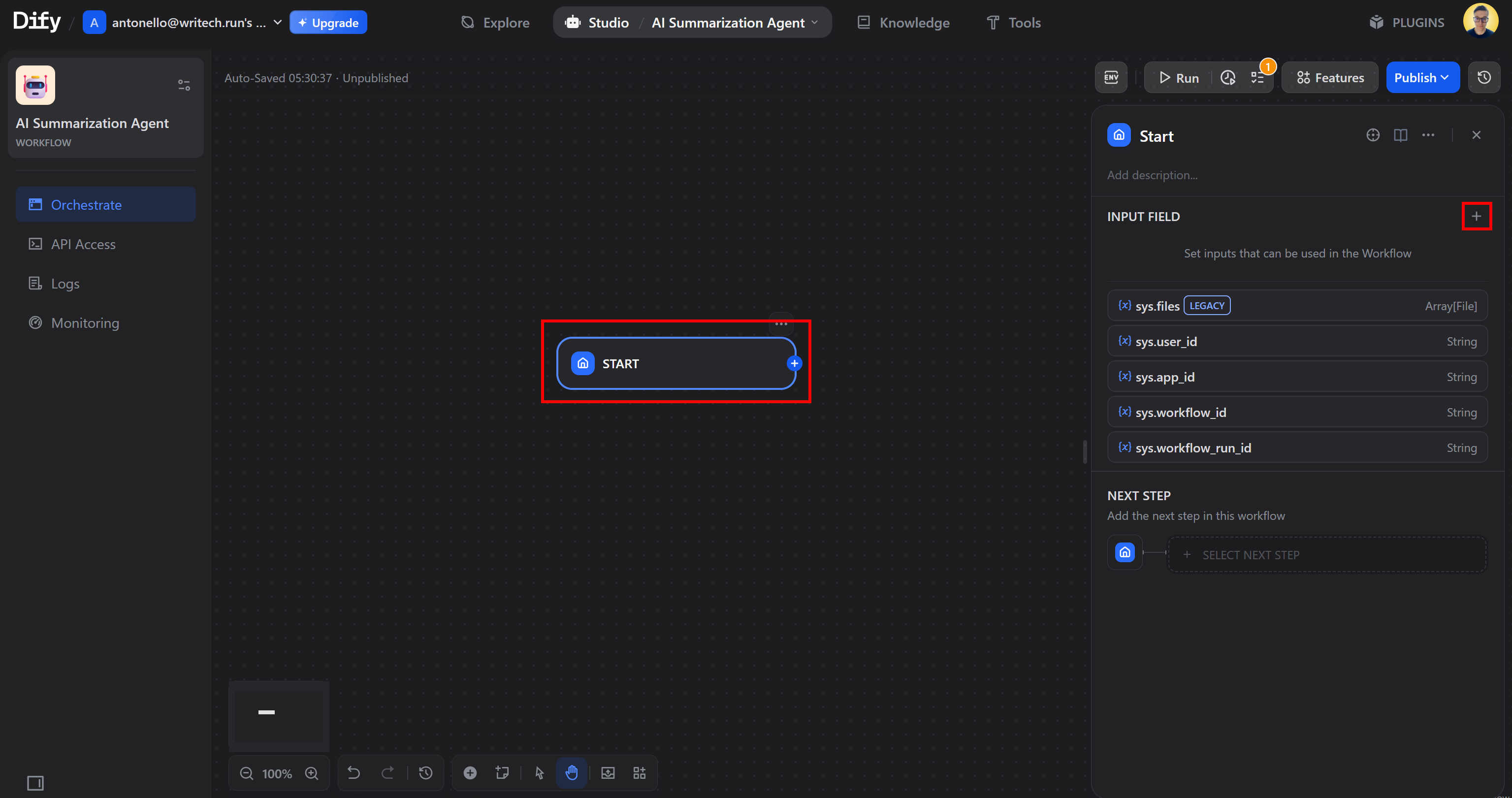 Clicking the “+” button