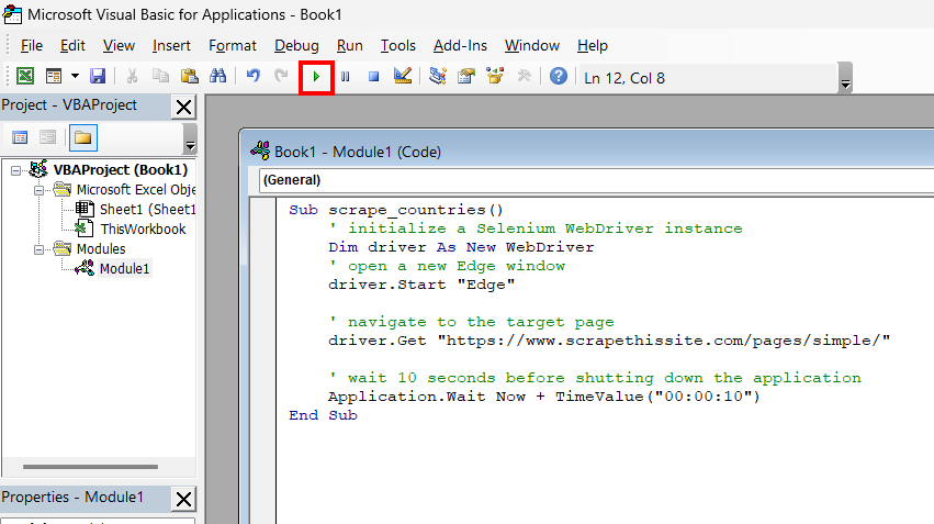 click the run button to test the code