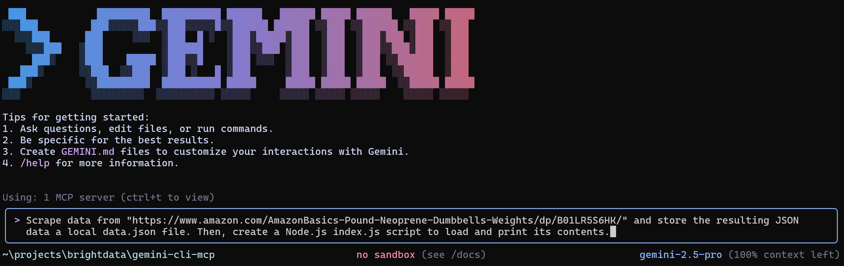The prompt in the Gemini CLI