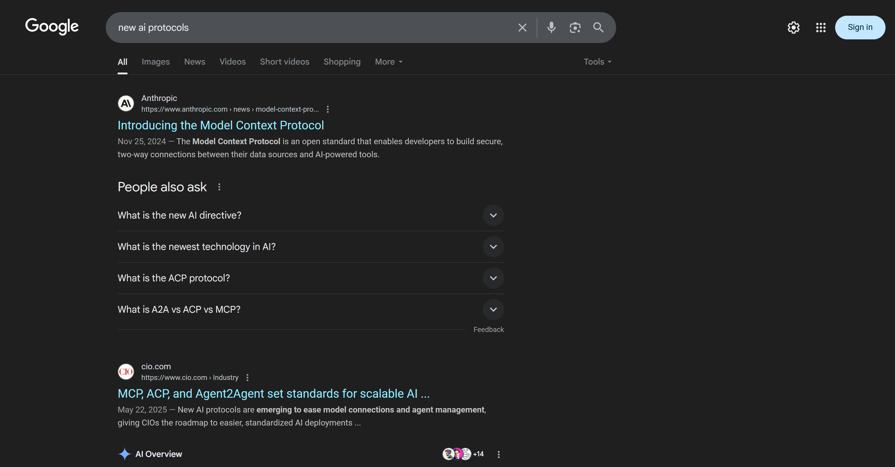 The “new ai protocols” Google SERP