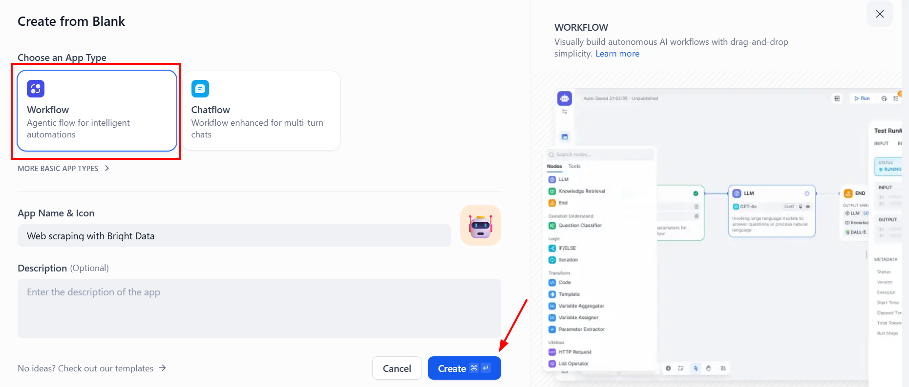 Creating a new workflow