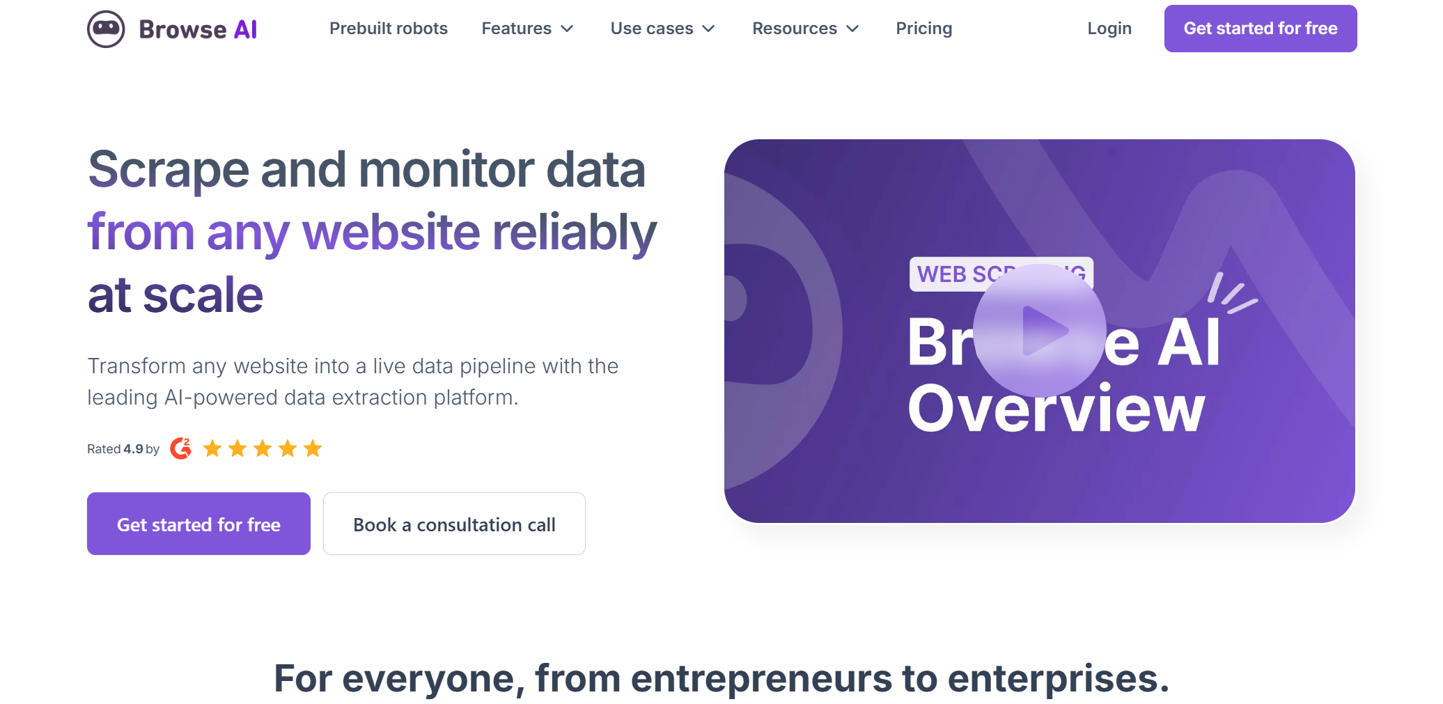Browse AI Homepage