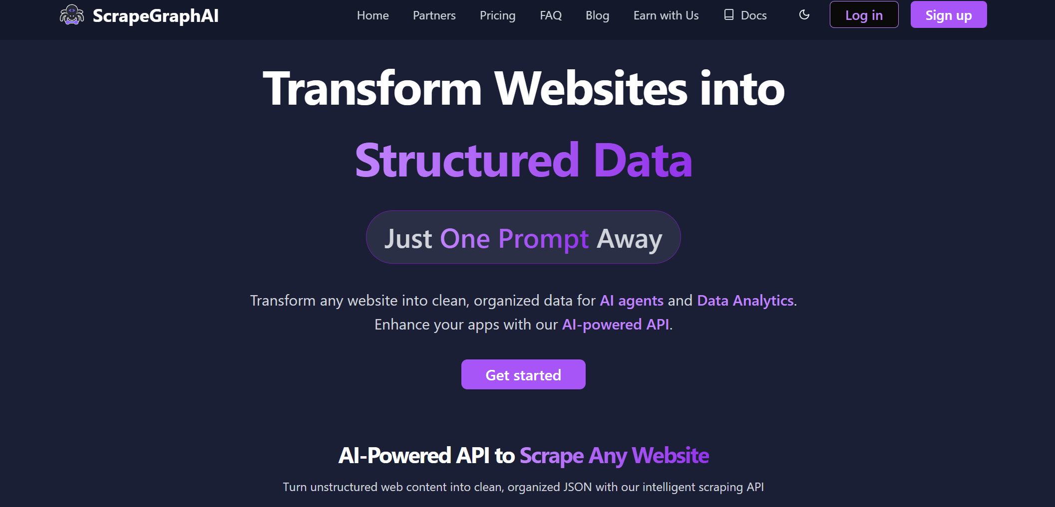 ScrapeGraphAI Homepage