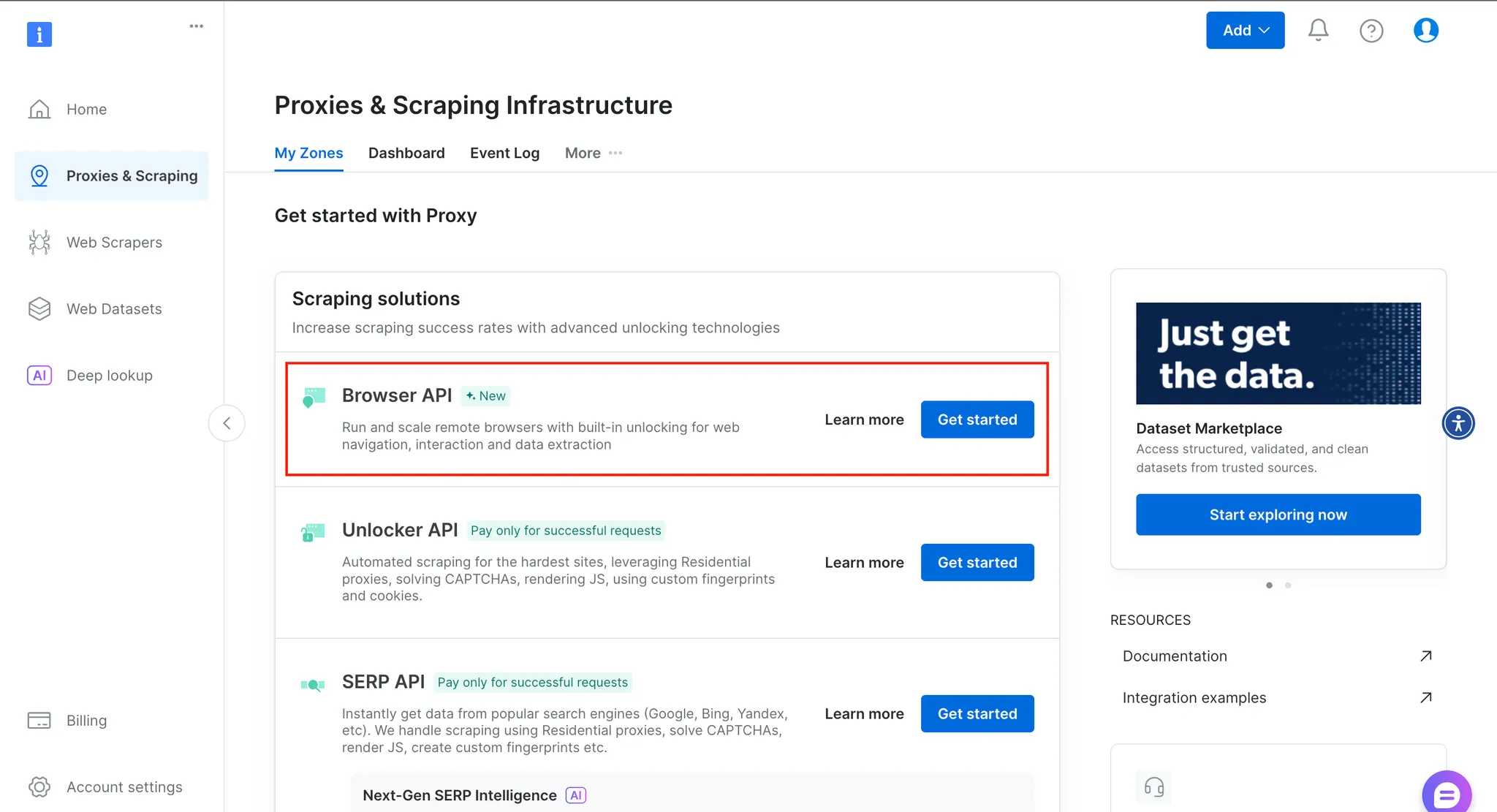 Clicking on learn more under the Browser API