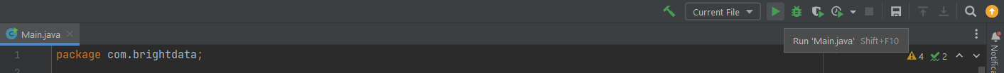 Launching the Java script in IntelliJ IDEA