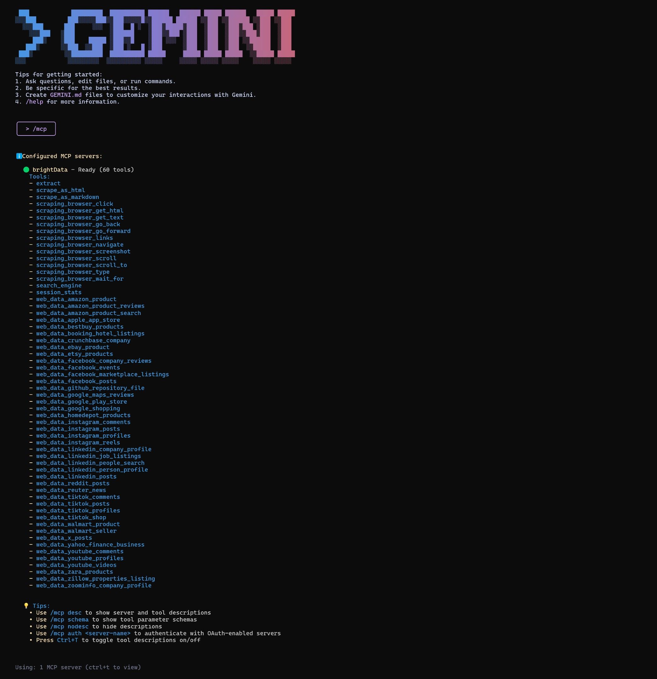 The demlon MCP server integration in the Gemini CLI